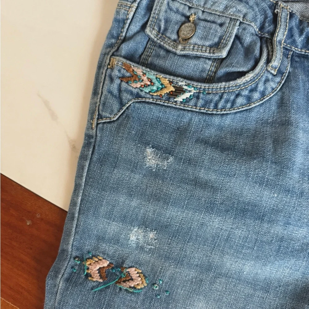 Gap Big Girls Bermuda Denim Capri Embroidered Jeans Pants Shorts Size 16 Plus
